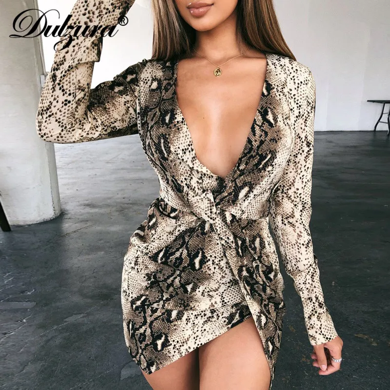 Dulzura 2019 осеннее зимнее женское с запахом платье платья поатье длинным рукавом