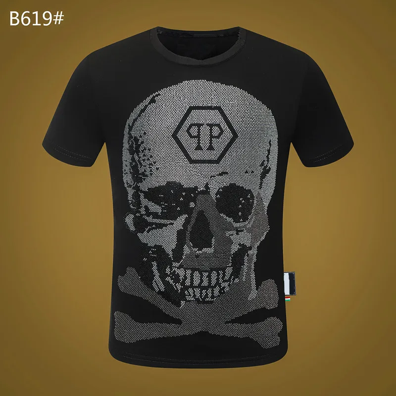 

2021 New Summer Fashion Brand Men T-shirts Short Sleeve Hip-Hop Skull Tshirt Cotton Tight Tees Tops Streetwear M-3XL