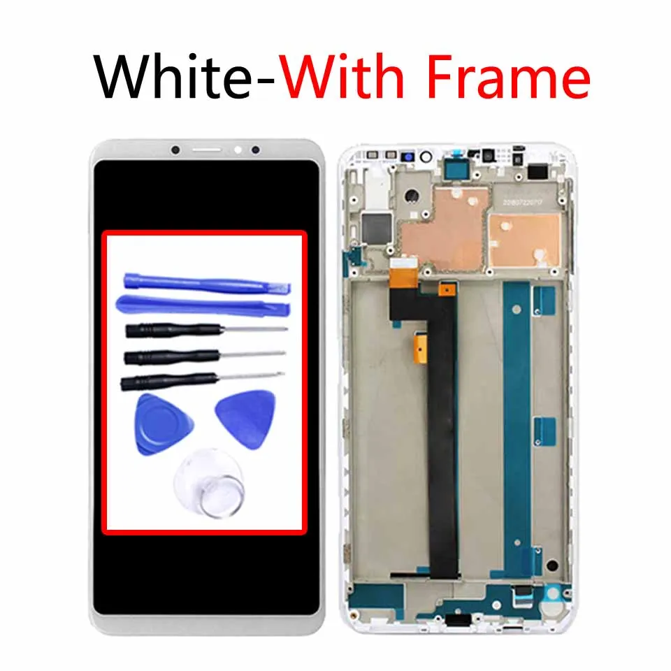 White-With frame 6," дисплей для Xiaomi Max 3 lcd сенсорный экран дигитайзер с рамкой Замена для Xiaomi Max3 дисплей в сборе - Цвет: White-With frame