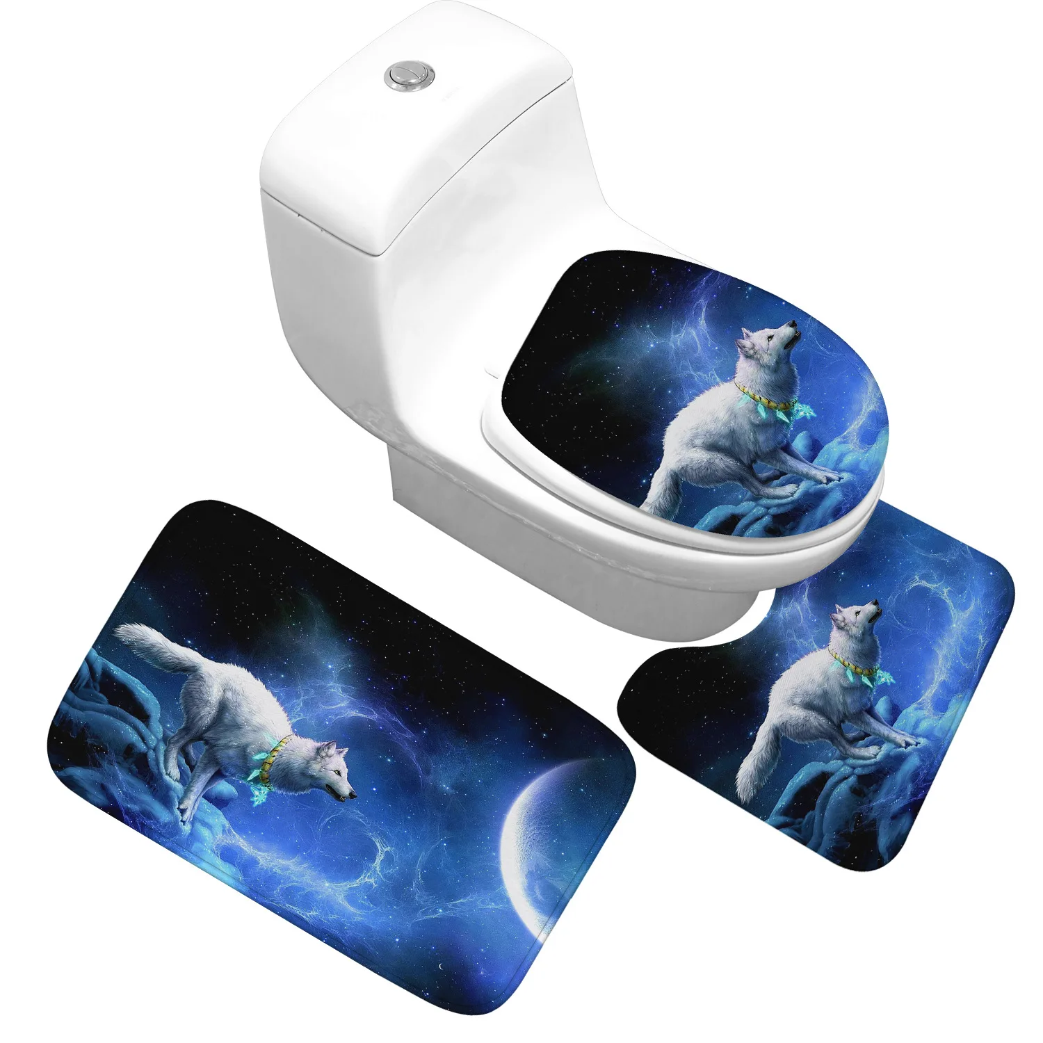 

Zeegle Bathroom Carpet Set 3pcs Bath Rug Set Flannel Soft Toilet Seat Cover Anti Slip Bathroom Shower Mat Absorbent Toilet Rug