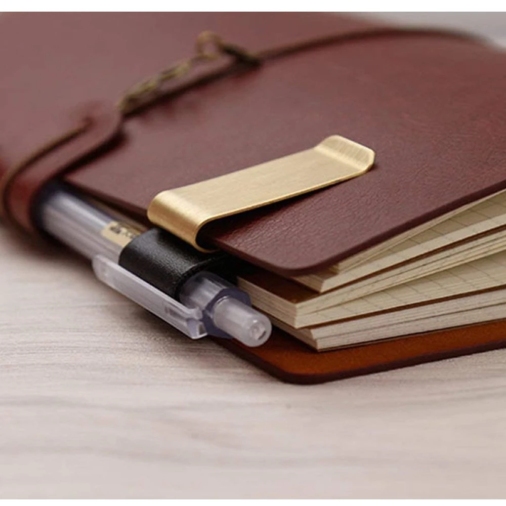 

Pen Loop For Notebook Retro Leather Journal Notebook Pencil Holder Bookmark With Metal Clip Pen Holder Pinza Metalica