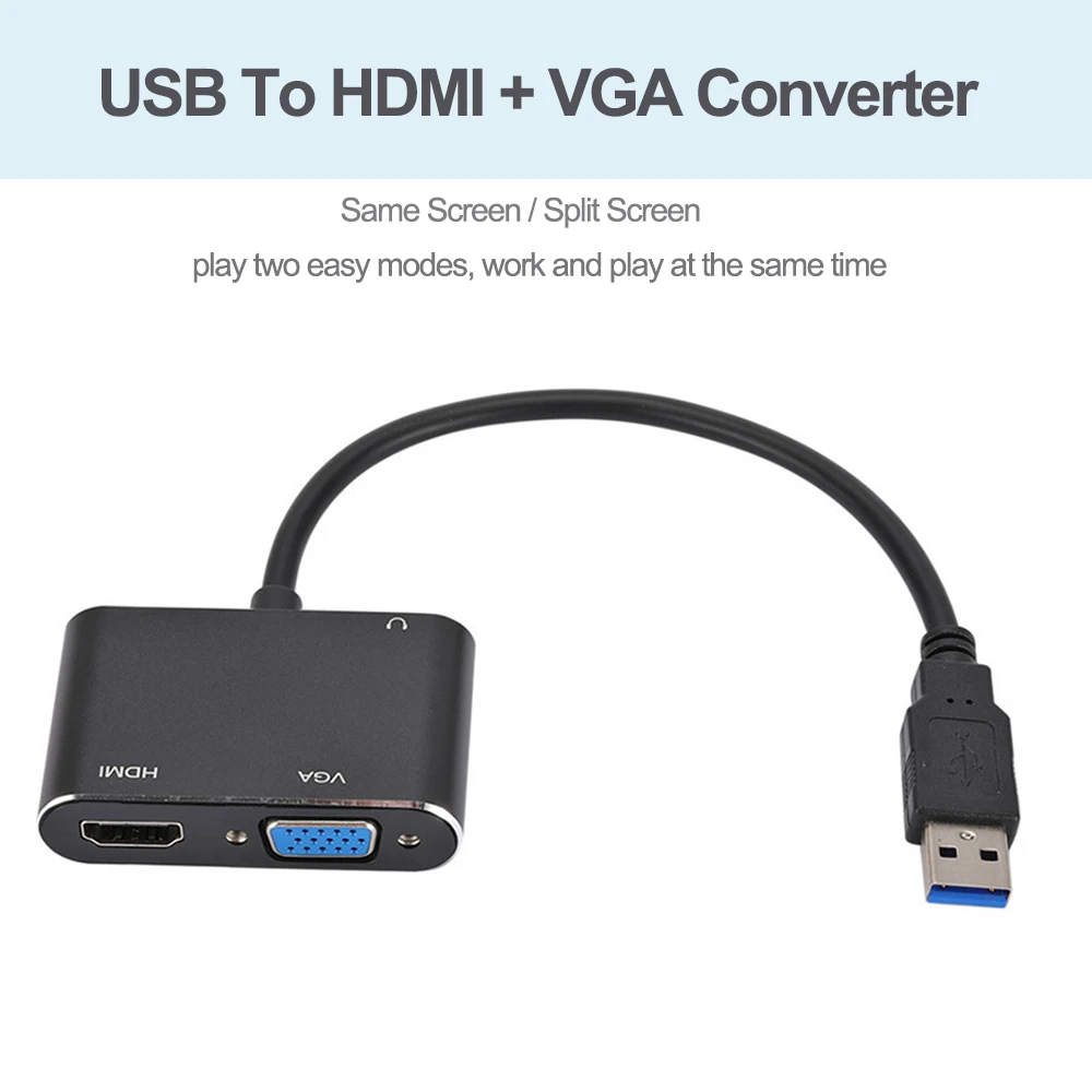 Адаптер VGA совместимый с USB и HDMI 1080P HD | Электроника