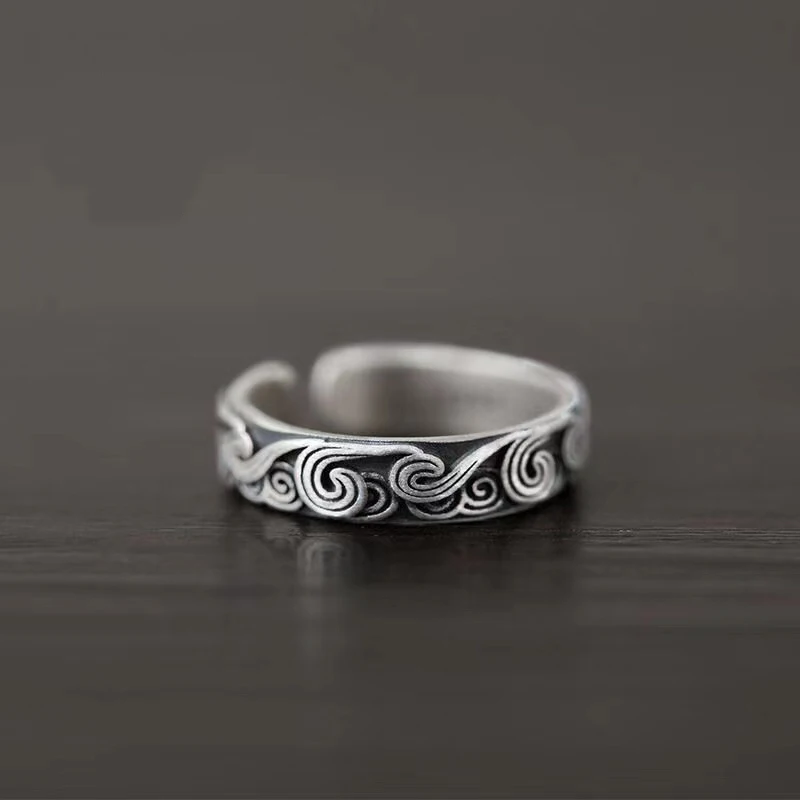 

Xiangyun Ancient Style Ring Female Index Finger Ethnic Style Literature and Art Chinese Style Thai Silver Ring Retro Old Fashion