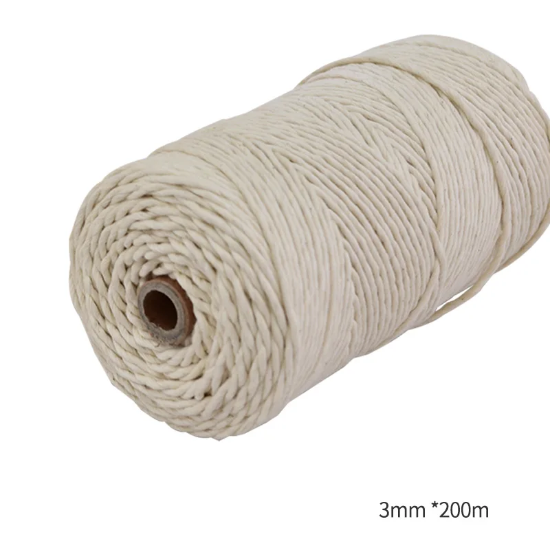 

300 м бежевый хлопковый шнур, 100% натуральный витой шнур, веревка «сделай сам», домашние декоративные аксессуары ручной работы, веревки с кист...