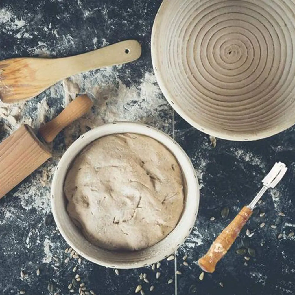 Круглая корзина из ротанга для хлеба с крышкой хлебопечки/кафе|Принадлежности