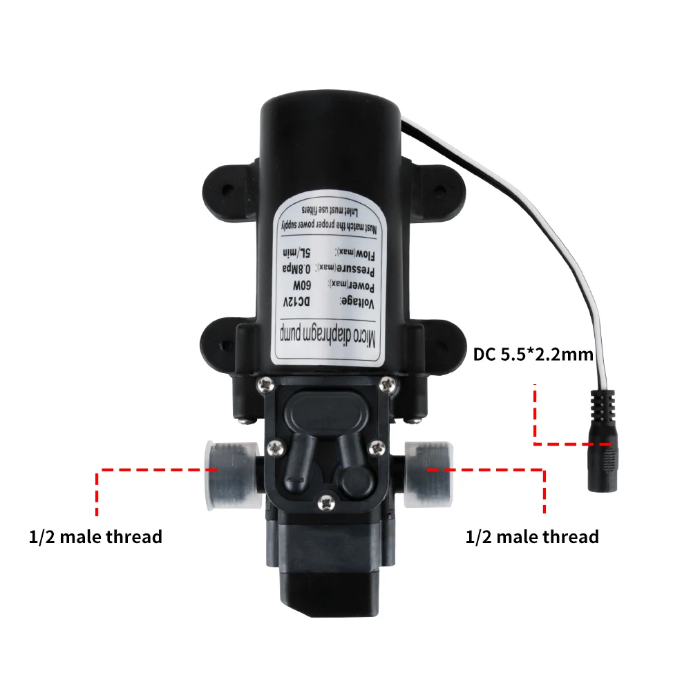 BORUiT 15m Misting Outdoor Cooling System 12V 5L/min Diaphragm Pump Garden Sprayer Sprinklers for Greenhouse Water Irrigation | Дом и сад