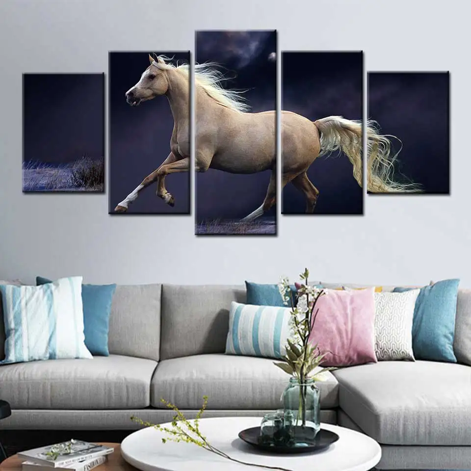 5 шт. HD рисунок животных бегущая лошадь Модульная для современной декоративной