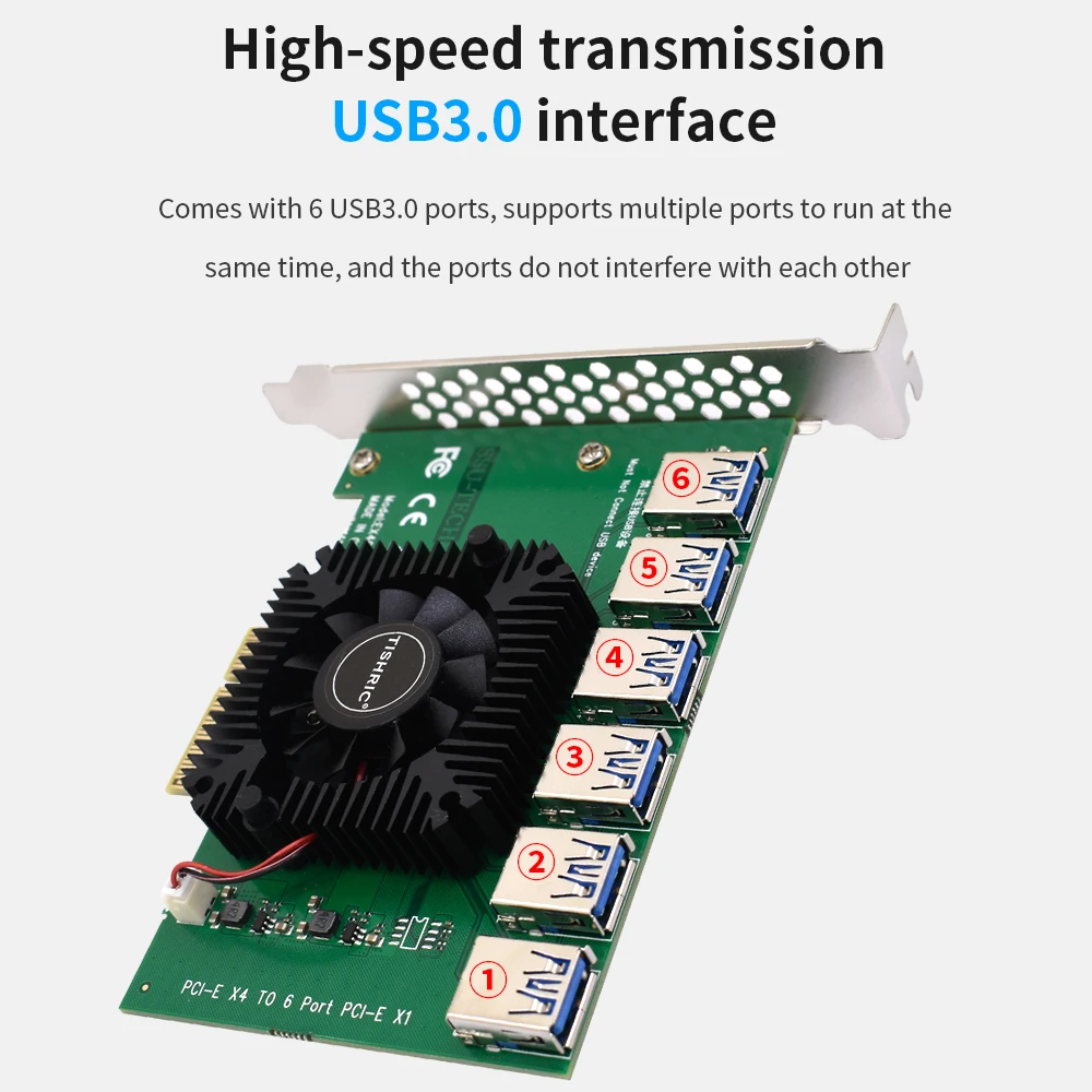 Расширительная плата TISHRIC с 4 портами на 6 портов USB 3 0 усилитель PCI-Express слот 4X 16x