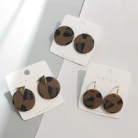 cute brown color black spots fashion unusual woman round polymer clay stud earrings christmas gifts jewelry for women 2021 set