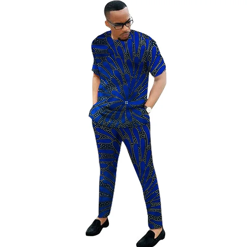 Африканские модные красочные мужские костюмы с принтом рубашка коротким рукавом