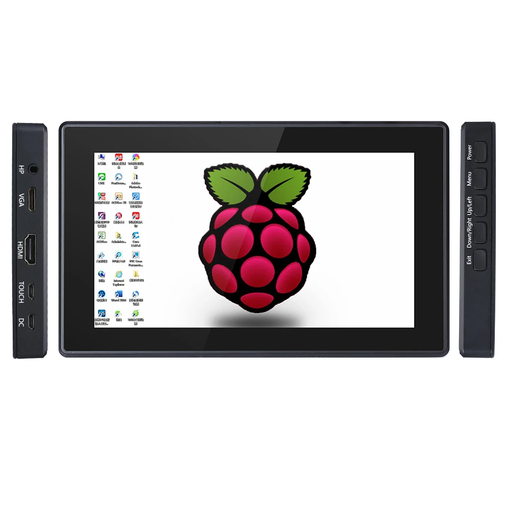 7 дюймов Raspberry Pi 4 Модель B сенсорный экран lcd 1024x600 закаленное стекло ips HDMI VGA дисплей с держателем для RPi 3B/3B