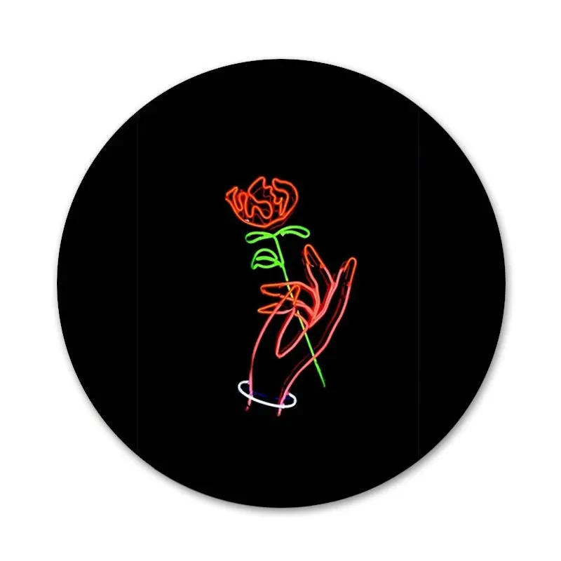 Фотофон 58 мм флуоресцентный Неон королева сердце роза Значки Металлические для