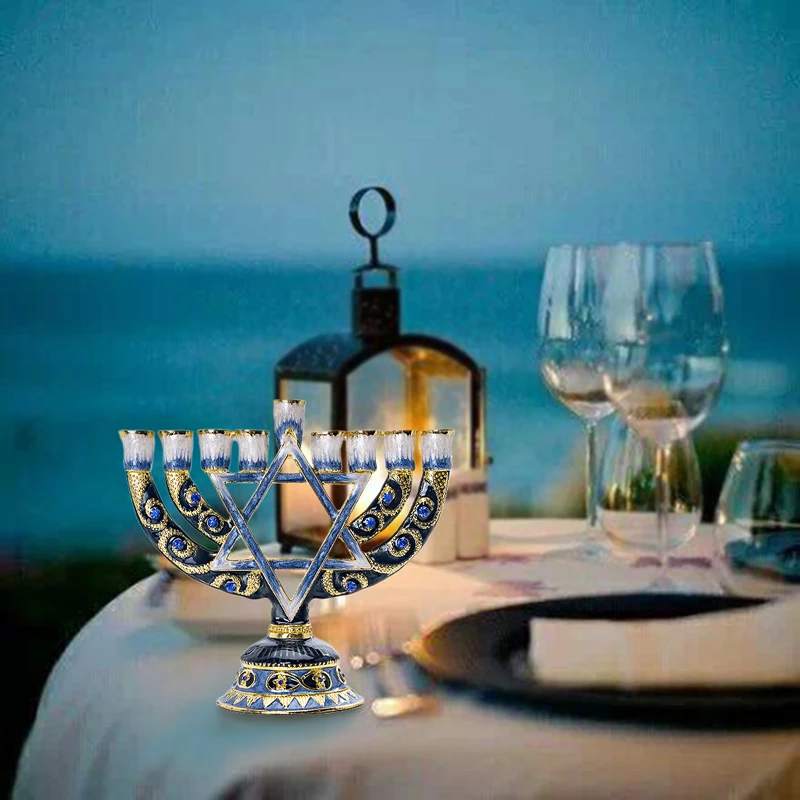 H& D 5 стилей Иудейская Менора Античная коллекция Hanukkah Menorah Статуэтка ручная роспись подсвечник держатель для дома вечерние украшения подарок