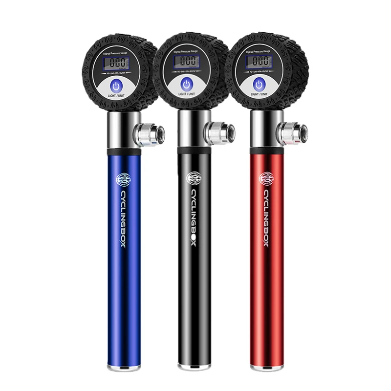 

Portable Aluminum Alloy Manual Bicycle 120PSI Air Pump LCD Digital Tire Pressure Indicator Valve Fork Mini Pump