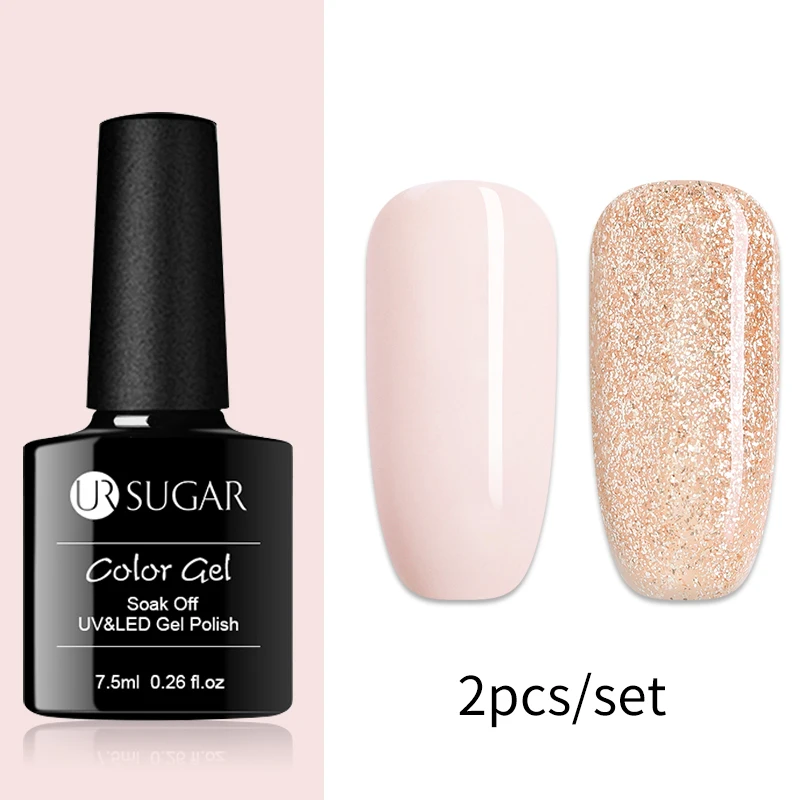 Ur Sugar 7,5 мл розовое золото блестящий Гель-лак для ногтей розовый Цвет гель-блестки для ногтей искусство замочить от УФ-гель-лака УФ светодиодный - Цвет: Set 3