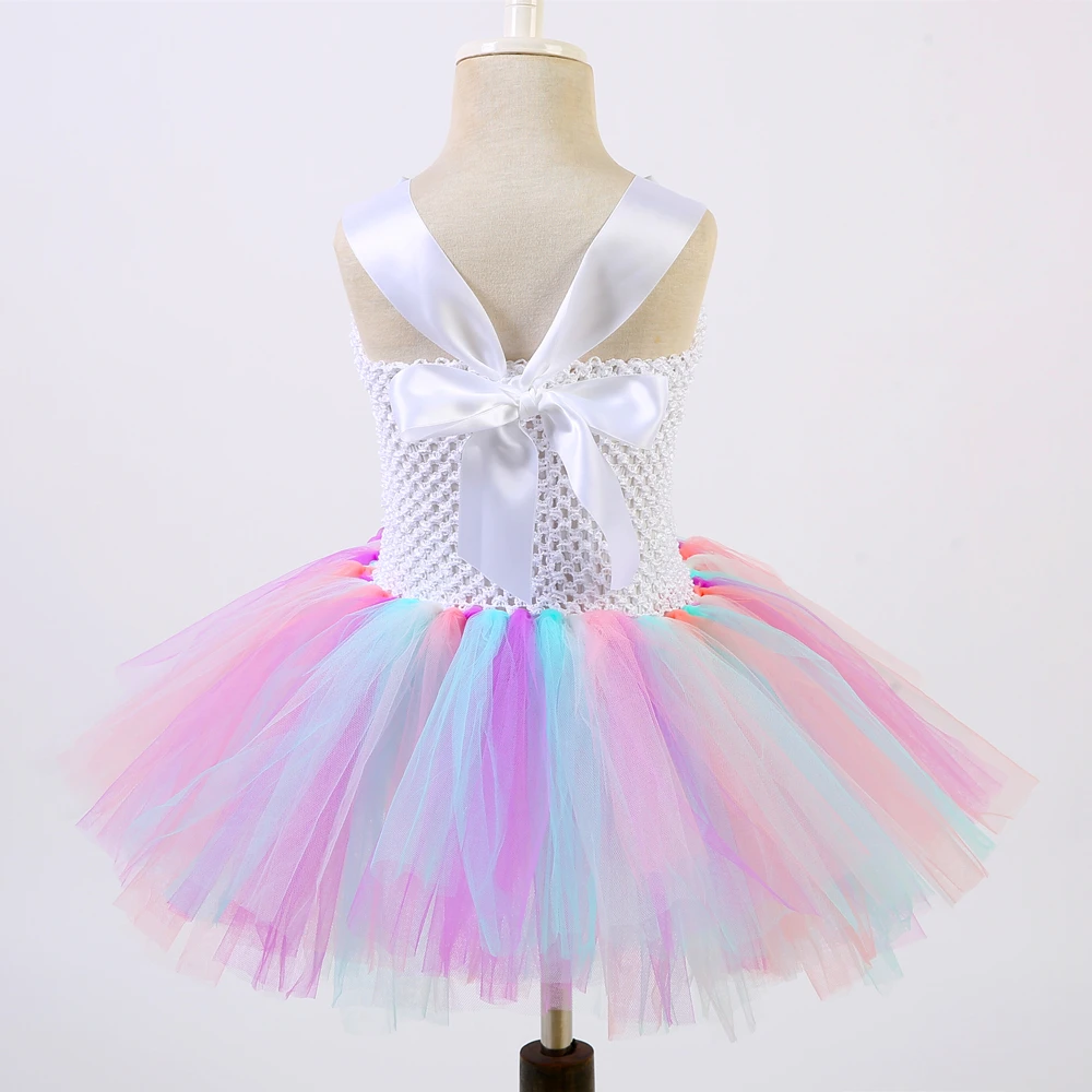 Детское нарядное платье-пачка с единорогом для девочек комплект повязкой на