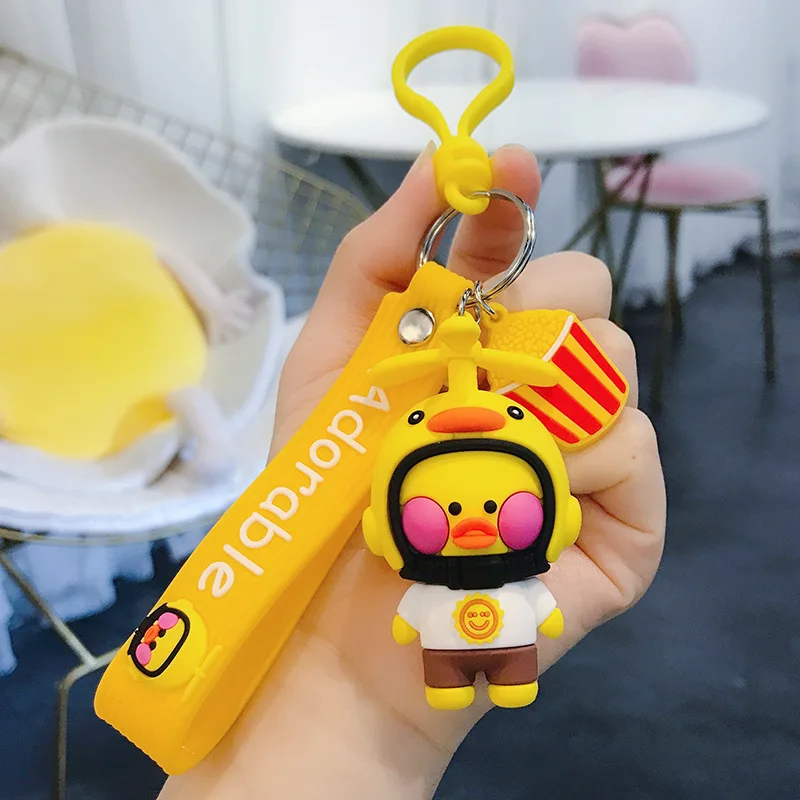 2020 New Product Cute Cartoon Glue Helmet Duck Keychains Creative Trend Automobile Key Chain Bag Pendant Small Gift Ring | Украшения и