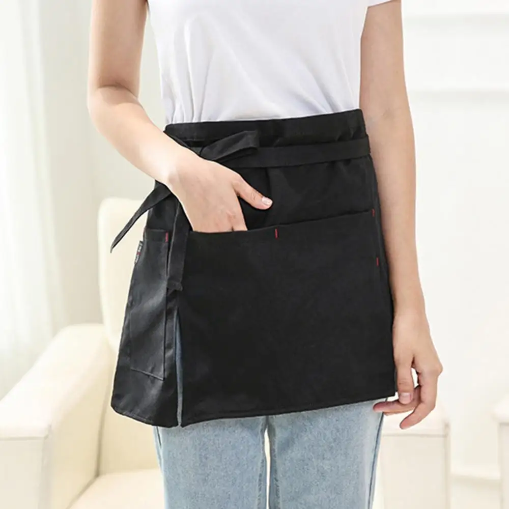 Unisex Kitchen Apron Solid Color Anti-oil Short Half Waist Apron Restaurant Server Waiter Tool Cleaning Women Men Apron