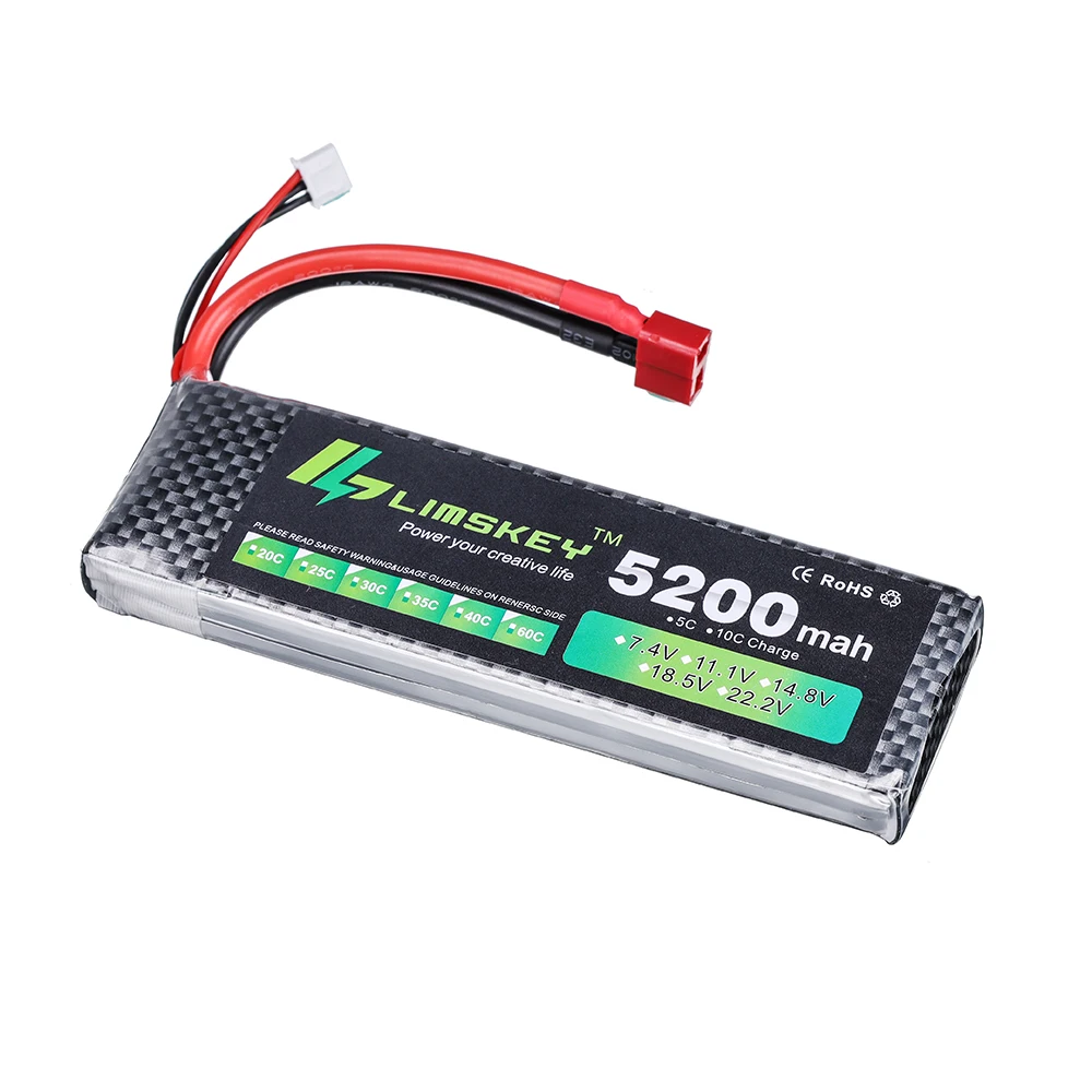 2 шт. Limskey Power 7 4 В 5200 мАч Lipo Battery 30C 2S LiPo 1P Литий полимерная батарея для RC car|lipo
