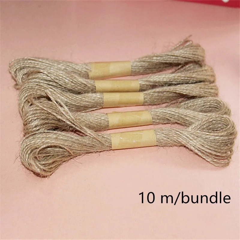 10 м/комплект льняной веревки джутовый натуральный шпагат деревенский шнур 2 мм