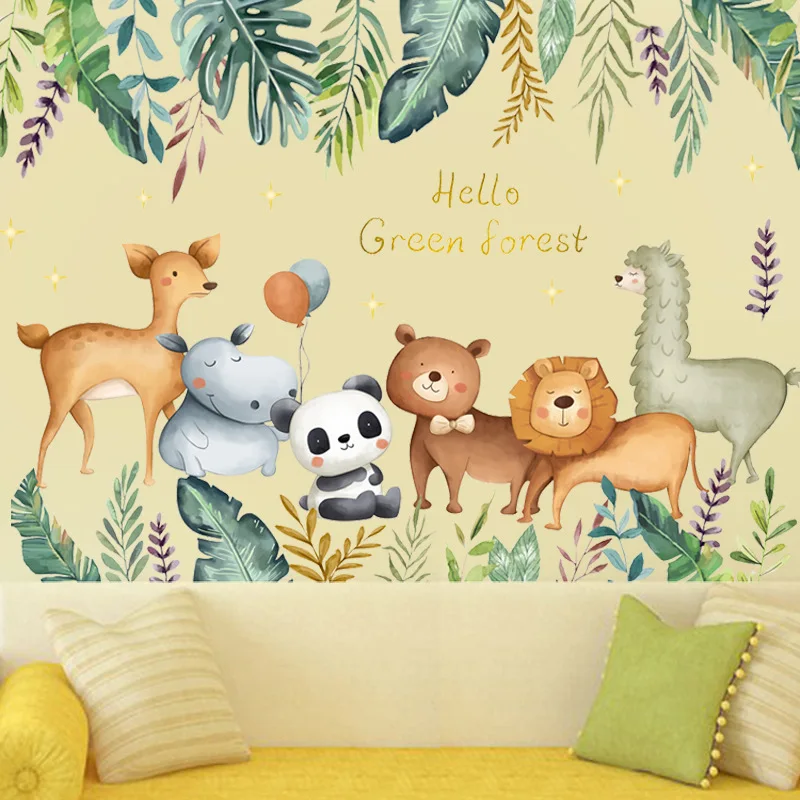 

Zollor ПВХ джунгли животные вечерние НКИ сделай сам наклейка на стену украшение в скандинавском стиле Ins домашняя детская комната Детская муль...