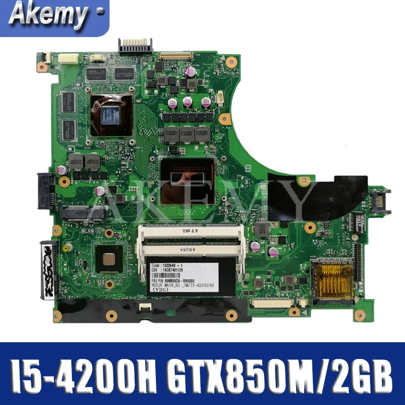 

AKEMY Laptop motherboard For Asus N56J G56J N56JK G56JK original mainboard HM86 I5-4200H GTX850M