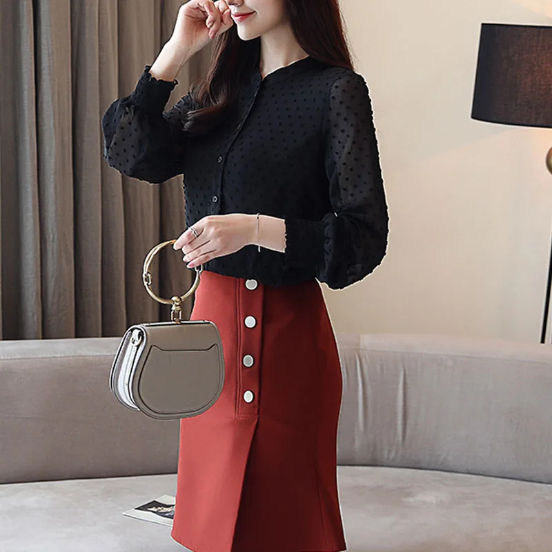 Blusas Модные женские топы и блузки 2021 шифоновая блузка с длинным рукавом рубашка