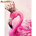 RUOPOTY рамка, Розовый фламинго, животные, живопись по номерам для взрослых, DIY подарок, свадебный Декор, акриловый холст