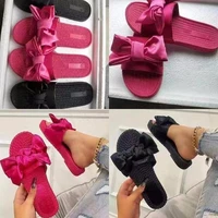 ladies slippers summer 2022 low heel flat shoes bow knot open toe fashion slippers beach outdoor womens shoes zapatos de mujer