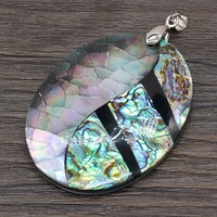 natural shell egg shaped black shell abalone shell pendant diy for making bracelets necklaces jewelry accessories 40x50mm