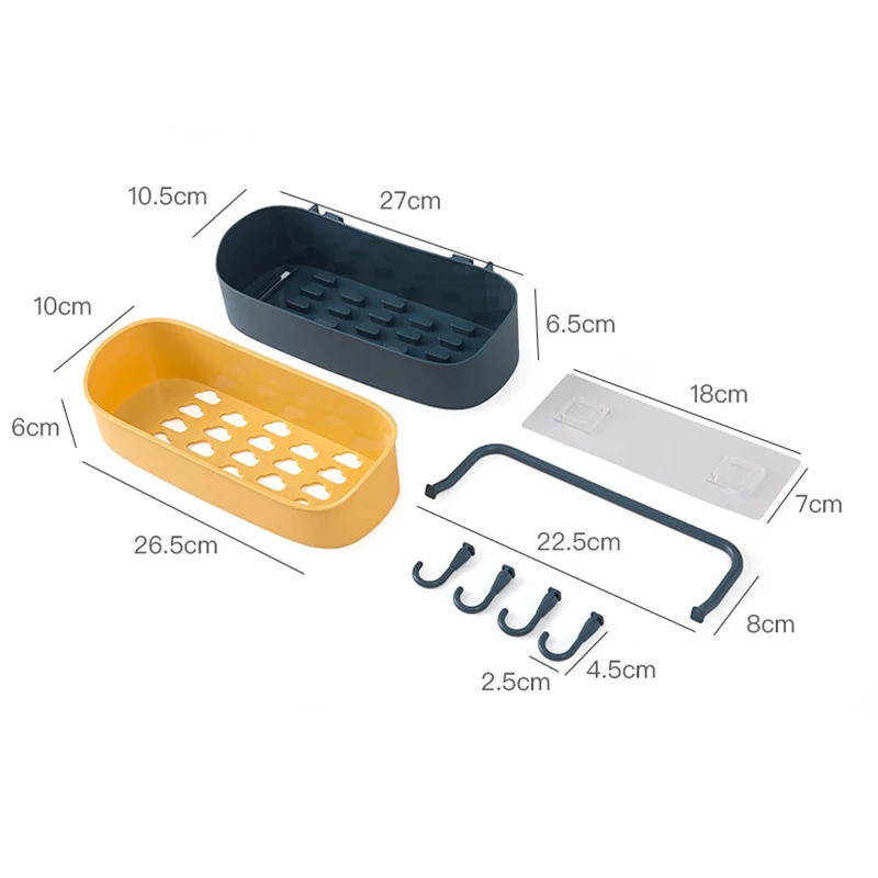 

Kitchen Towel Double Rack Bathroom Multi-function Drain Rack Storage Rack Double Color Seamless With Hook Detachable Racks