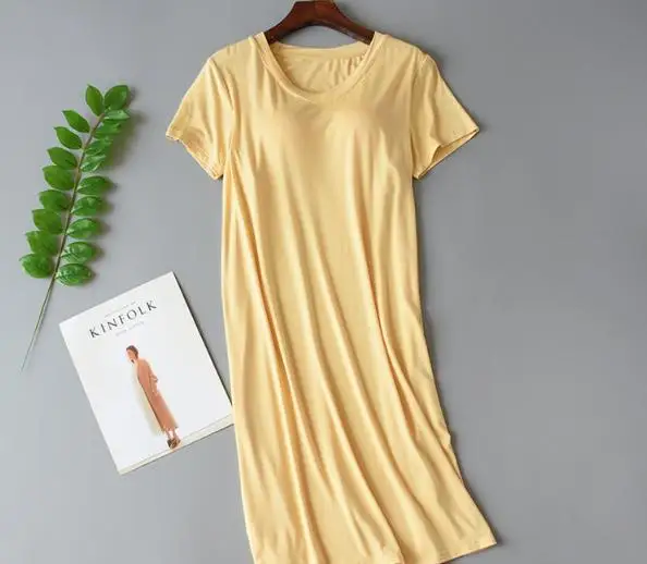 Bra padded nightdress women new modal summer nightgowns womens sexy sleepwear cotton night wear dress large size nightshirt