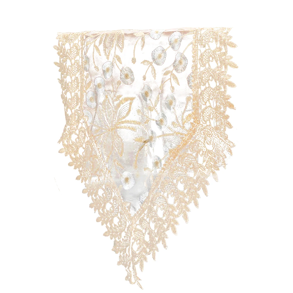 

Vintage High-end Luxury Dark Coffee Satin Drill Embroidered Cutout Flower Table Runner Table Flag Home Decoration