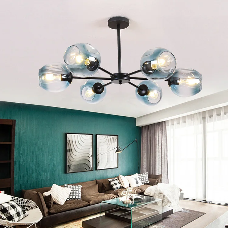 Современный подвесной светильник в стиле лофт лампа виде стеклянного шара серебристого и золотистого цвета