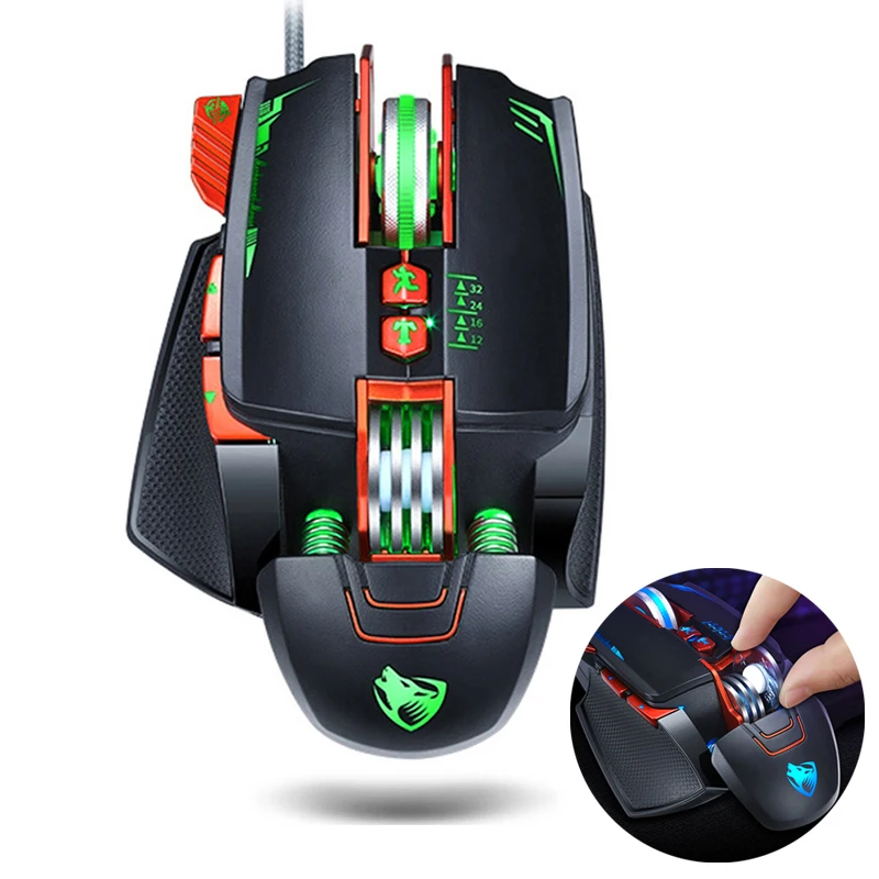 t wolf gaming mouse wired 3200 dpi programmable breathing light ergonomic game usb computer mice gamer for desktop laptop pc free global shipping