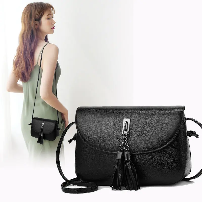 

Brand Designer Leather Women Bag Ladies Shoulder Messenger Bags Handbag Tassel Flap Simple Fashion Females Small Crossbody Bag