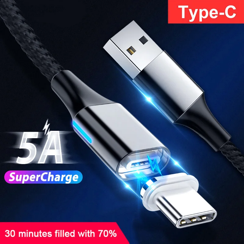 Для Huawei Samsung xiaomi 5A Type C USB кабель с нейлоновой оплеткой Магнитный Мобильный телефон