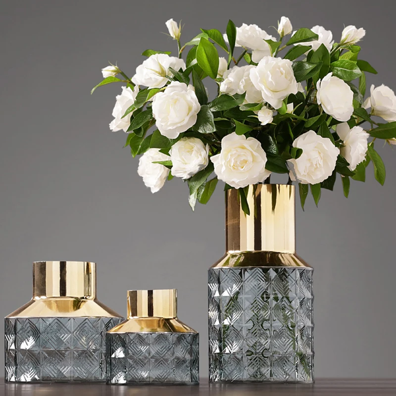 Скандинавская стеклянная ваза из золотой фольги с принтом обеденный стол