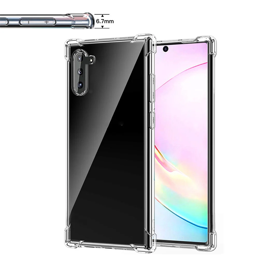 2019 для samsung Note 10 бампер чехол усиленный угловой кристально чистый мобильный
