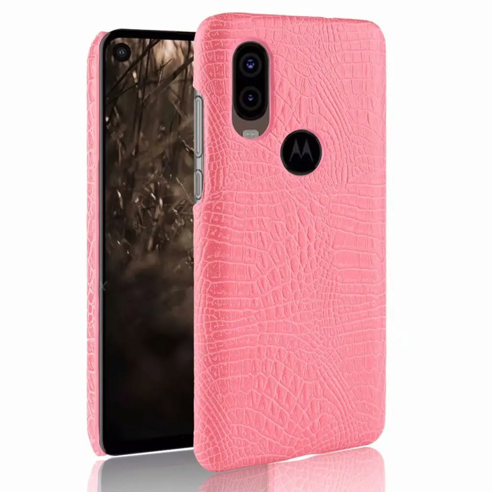 Чехол для Motorola One Vision из искусственной кожи с крокодиловой текстурой и твердым