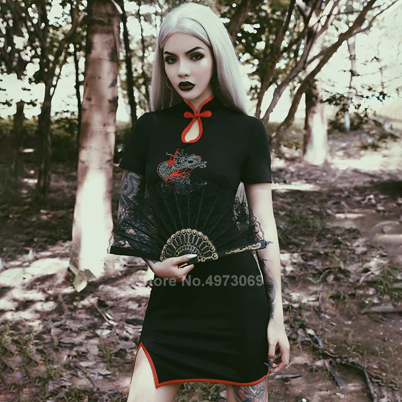 Китайское платье Qipao вышивка Чонсам с драконами воротник стойка Раздельный