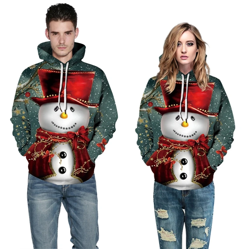 

Lyprerazy Men/Women Christmas Snowman 3D Print Hoodies Winter Long Sleeve Hooded Sweatshirt Sweat Coat Casual Hoodie Tracksuit