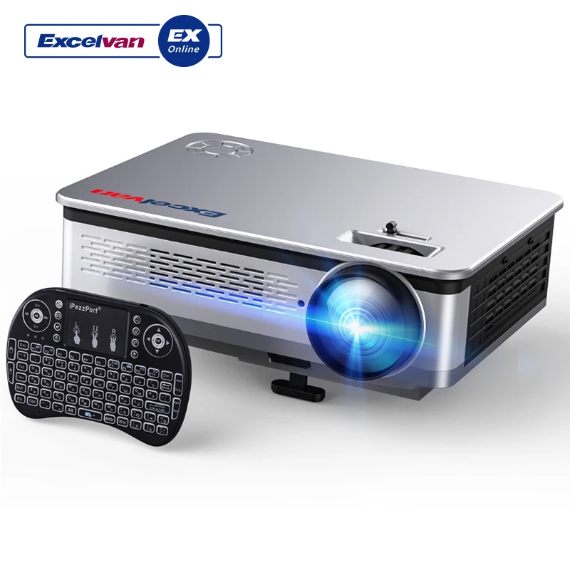 Excelvan 1280*768 1G+ 8G Android 6,0 проектор BT 4,0 AV/VGA/HDMI/USB 3200 люмен 4:3/16:9 домашний кинотеатр светодиодный проектор+ клавиатура