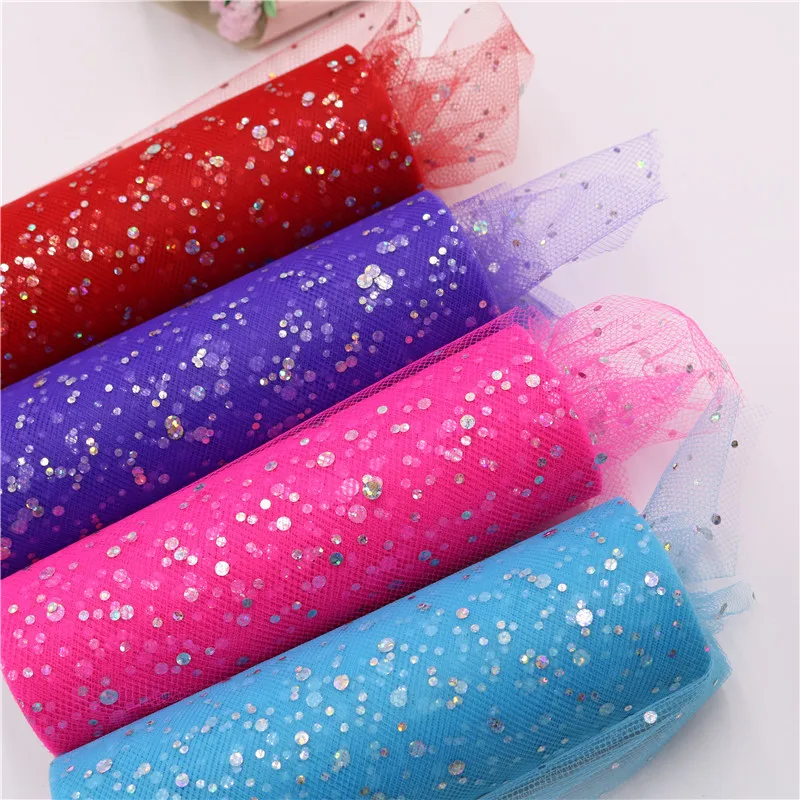 

10 Yards 15cm Glitter Sequin Tulle Roll Tutu Fabric Wedding Decoration Organza Laser Crafts White Tulle Birthday Party Supplies