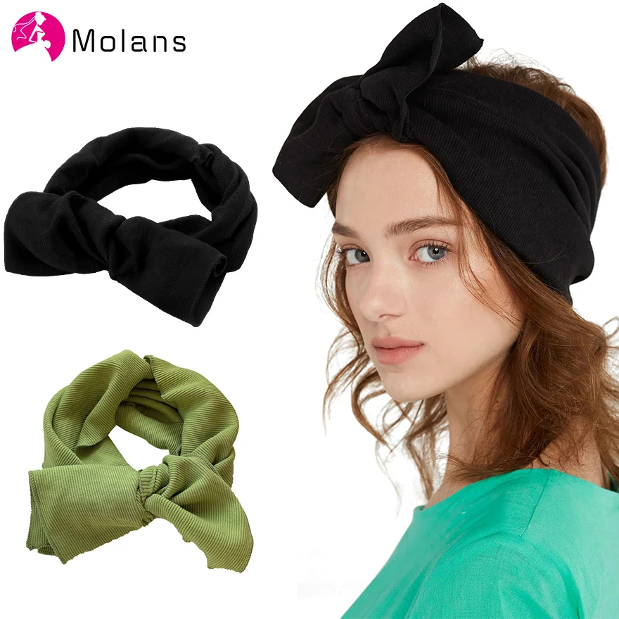 Molans корейский большой бант вязаная повязка INS зимняя женская Эластичная резинка