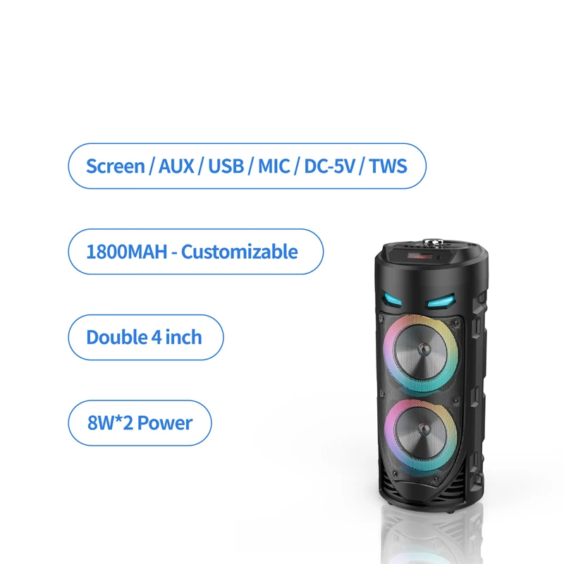 wireless outdoor bluetooth audio multifunctional portable 3d stereo subwoofer cylindrical square dance music player ktv u disk free global shipping