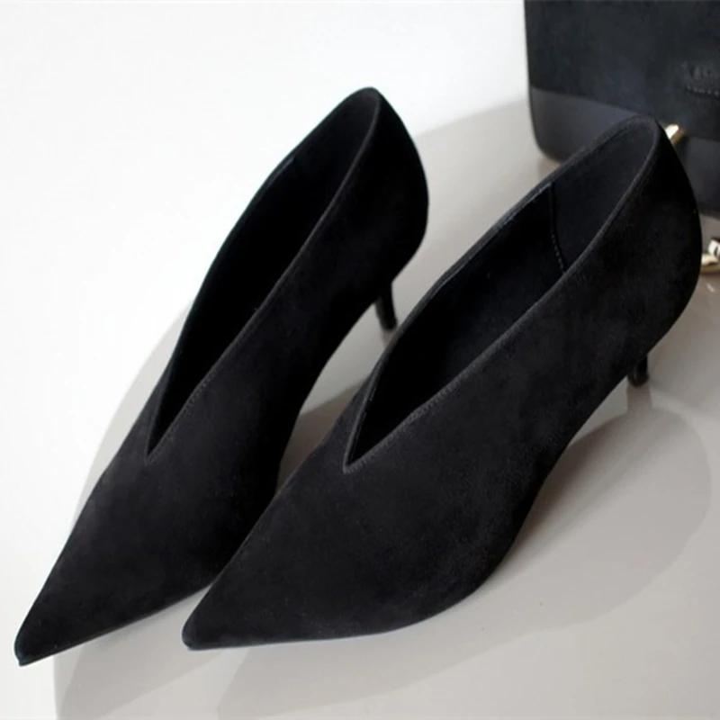 Женская обувь Новинка осени 2019 на высоком каблуке шпильке с острым носком Модная