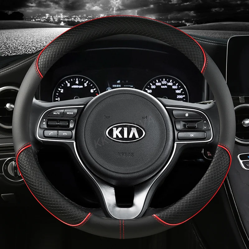 

Car Steering-Wheels Cover 38cm 15" For Kia Soul Forte Cerato Cadenza/K7 cee'd Optima/Magentis/K5 Picanto/Morning Ray Rio5/Pride