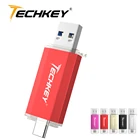 Новинка: TECHKEY флеш-накопители USB 3,0 Тип-C флешка 16 Гб оперативной памяти, 32 Гб встроенной памяти Флеш накопитель изготовленным на заказ логосом 64 Гб 128 мобильных телефонов loptop ПК запоминающее устройство usb Стик