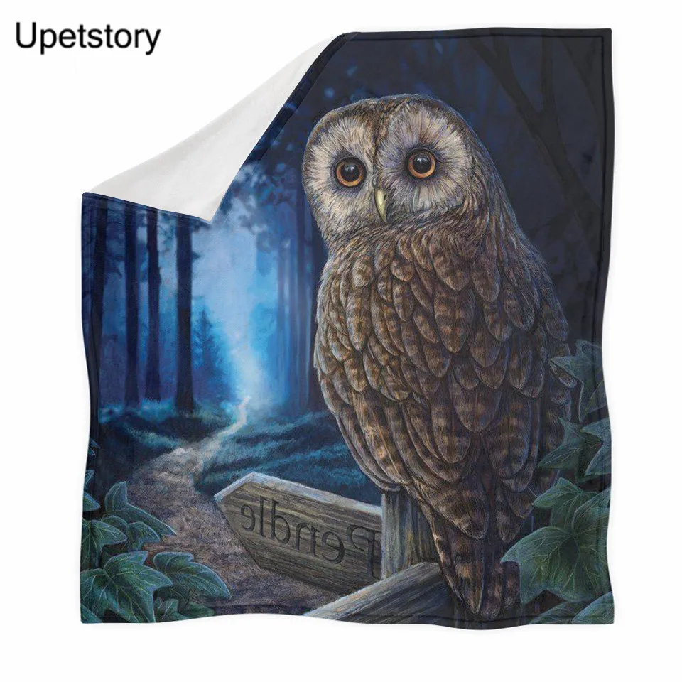 Фланелевое Одеяло Upetstory с мультяшным рисунком совы для детей женское весеннее
